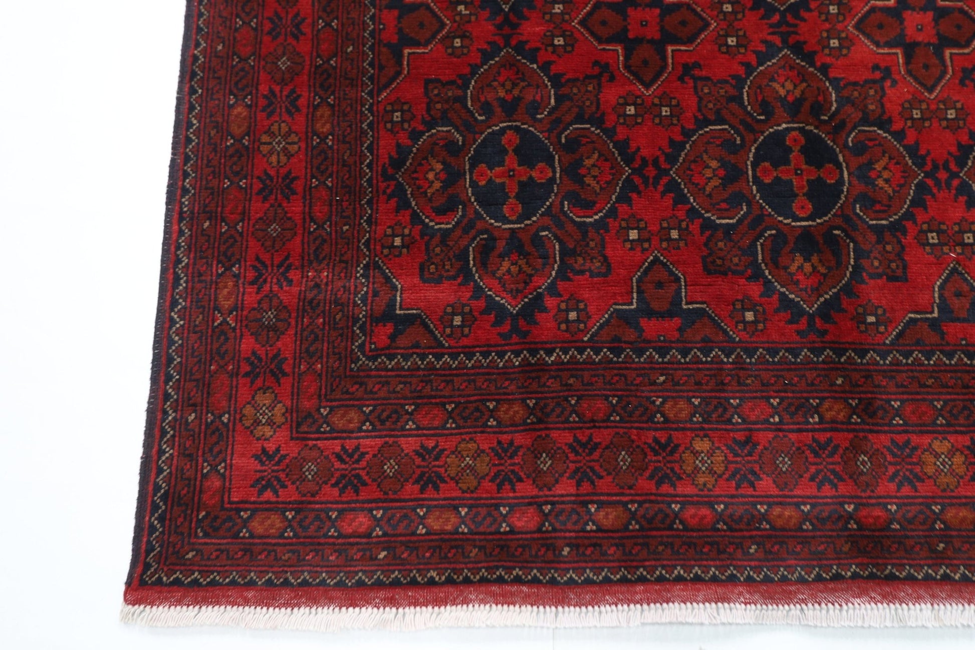 154 x 204 cm | Bokhara Red Oriental Area Rug Afghan Hand Knotted Wool carpet - ART WOOL CARPET