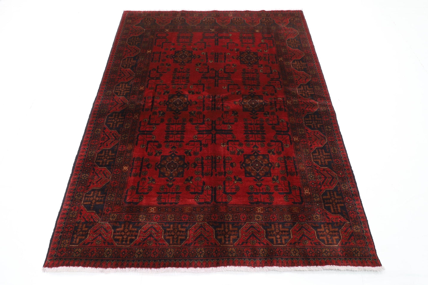 157 x 200 cm | Bokhara Red Oriental Area Rug Afghan Hand Knotted Wool carpet - ART WOOL CARPET