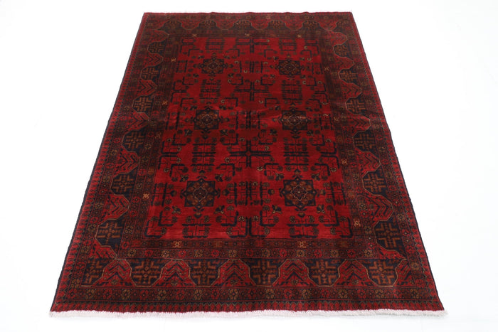 157 x 200 cm | Bokhara Red Oriental Area Rug Afghan Hand Knotted Wool carpet