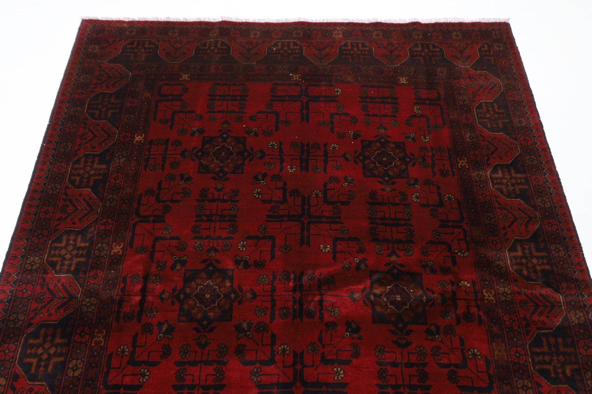 157 x 200 cm | Bokhara Red Oriental Area Rug Afghan Hand Knotted Wool carpet - ART WOOL CARPET