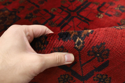 157 x 200 cm | Bokhara Red Oriental Area Rug Afghan Hand Knotted Wool carpet - ART WOOL CARPET