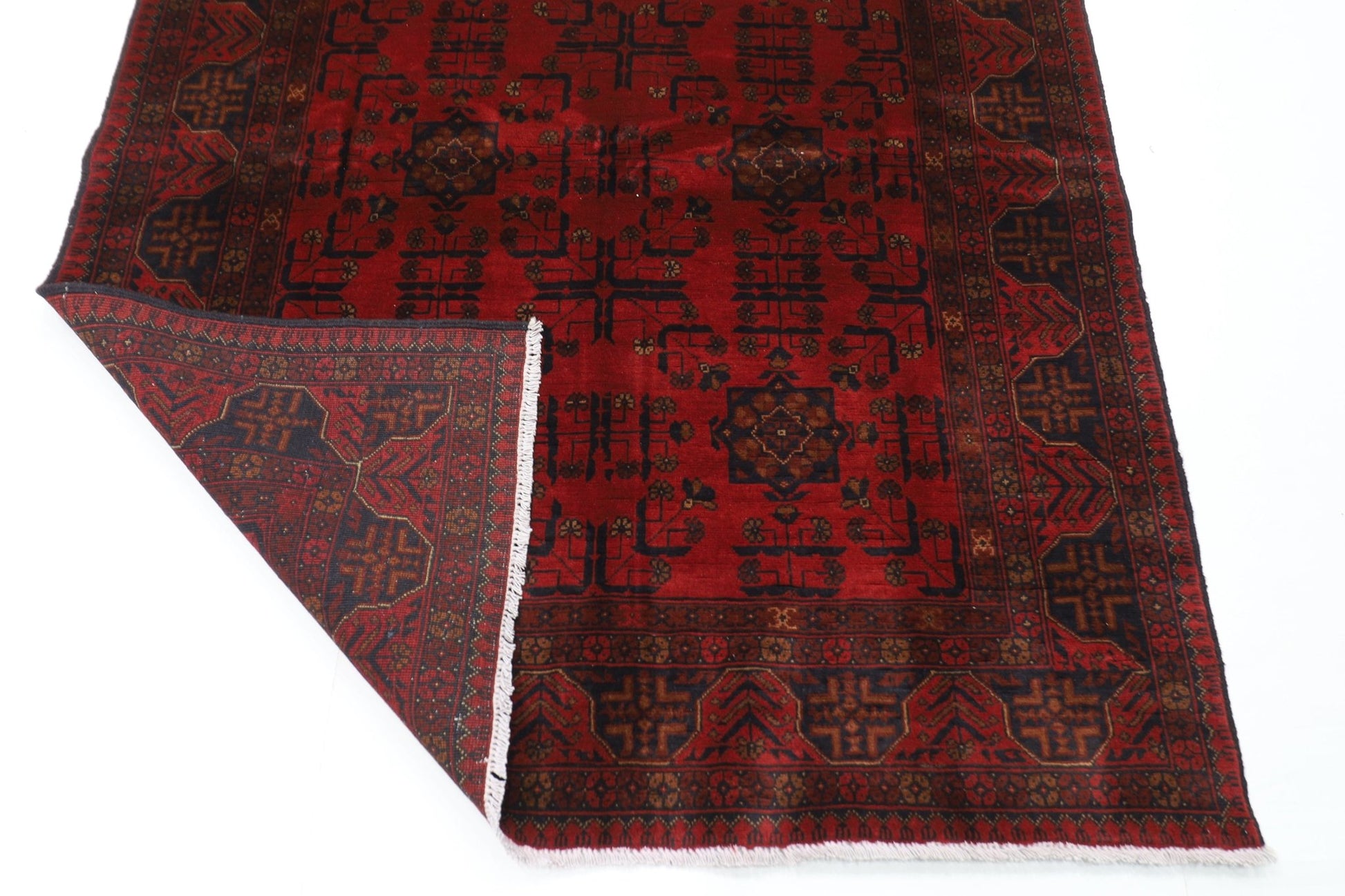 157 x 200 cm | Bokhara Red Oriental Area Rug Afghan Hand Knotted Wool carpet - ART WOOL CARPET