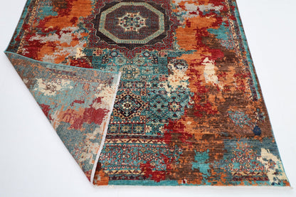 177 x 241 cm | Mamluk Area Rug Afghan Hand Knotted veg Dye Wool carpet - ART WOOL CARPET
