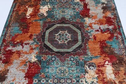 177 x 241 cm | Mamluk Area Rug Afghan Hand Knotted veg Dye Wool carpet - ART WOOL CARPET
