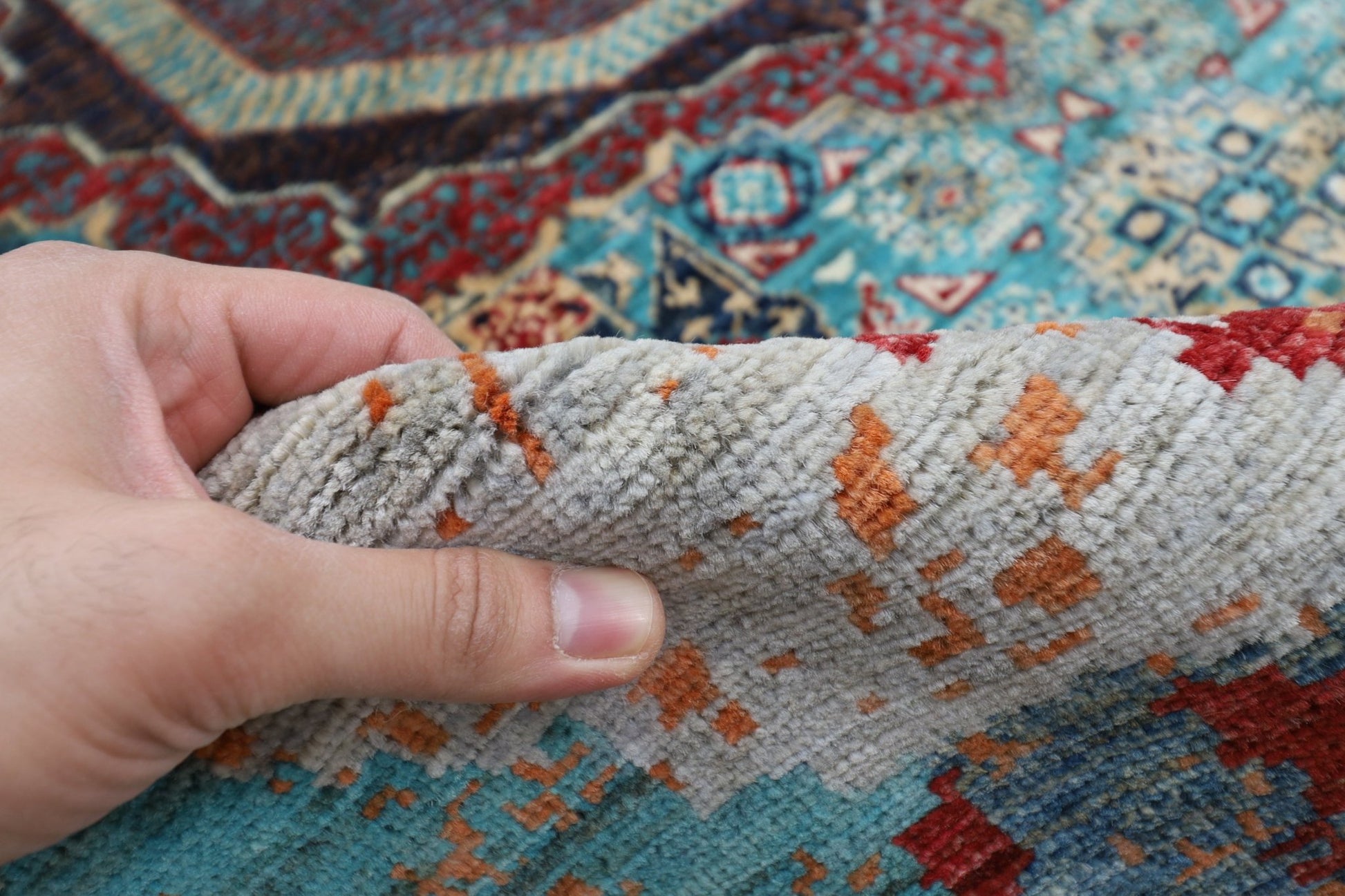 177 x 241 cm | Mamluk Area Rug Afghan Hand Knotted veg Dye Wool carpet - ART WOOL CARPET