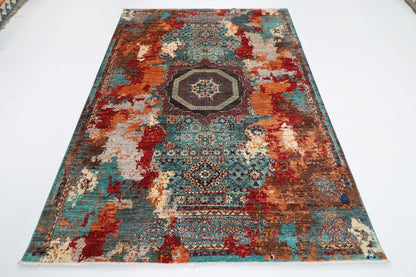 177 x 241 cm | Mamluk Area Rug Afghan Hand Knotted veg Dye Wool carpet - ART WOOL CARPET