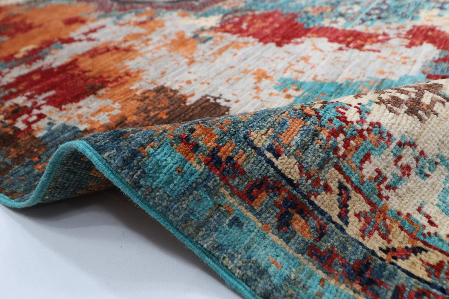 177 x 241 cm | Mamluk Area Rug Afghan Hand Knotted veg Dye Wool carpet - ART WOOL CARPET