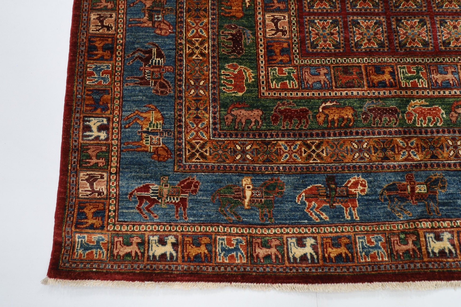 177 x 248 cm | Tribal Area Rug Afghan Hand Knotted veg Dye Wool carpet - ART WOOL CARPET