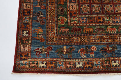 177 x 248 cm | Tribal Area Rug Afghan Hand Knotted veg Dye Wool carpet - ART WOOL CARPET