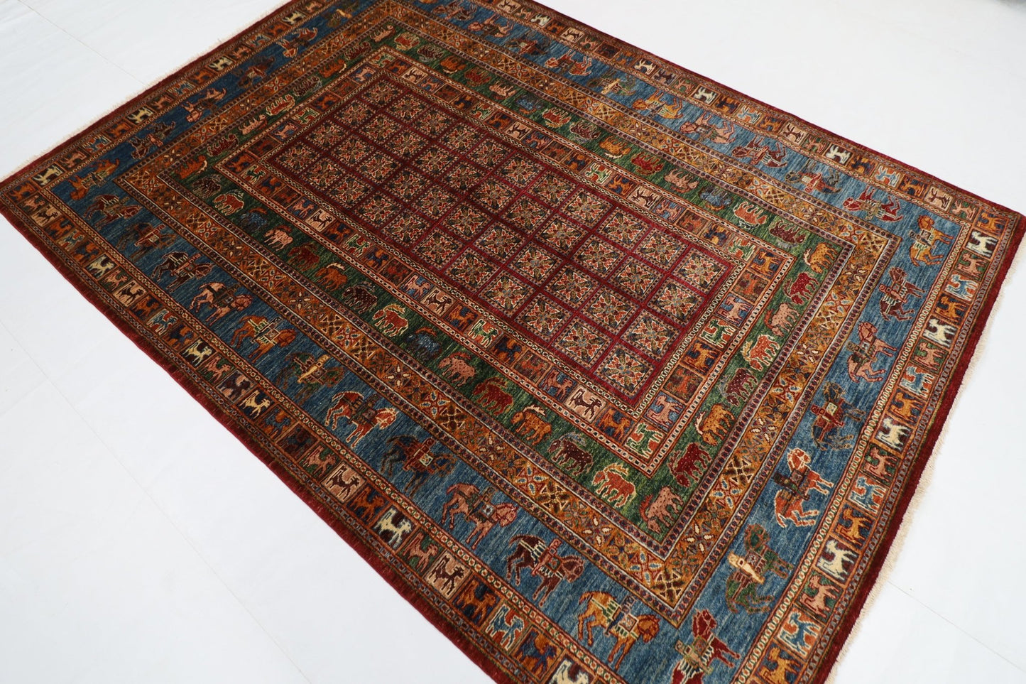 177 x 248 cm | Tribal Area Rug Afghan Hand Knotted veg Dye Wool carpet - ART WOOL CARPET