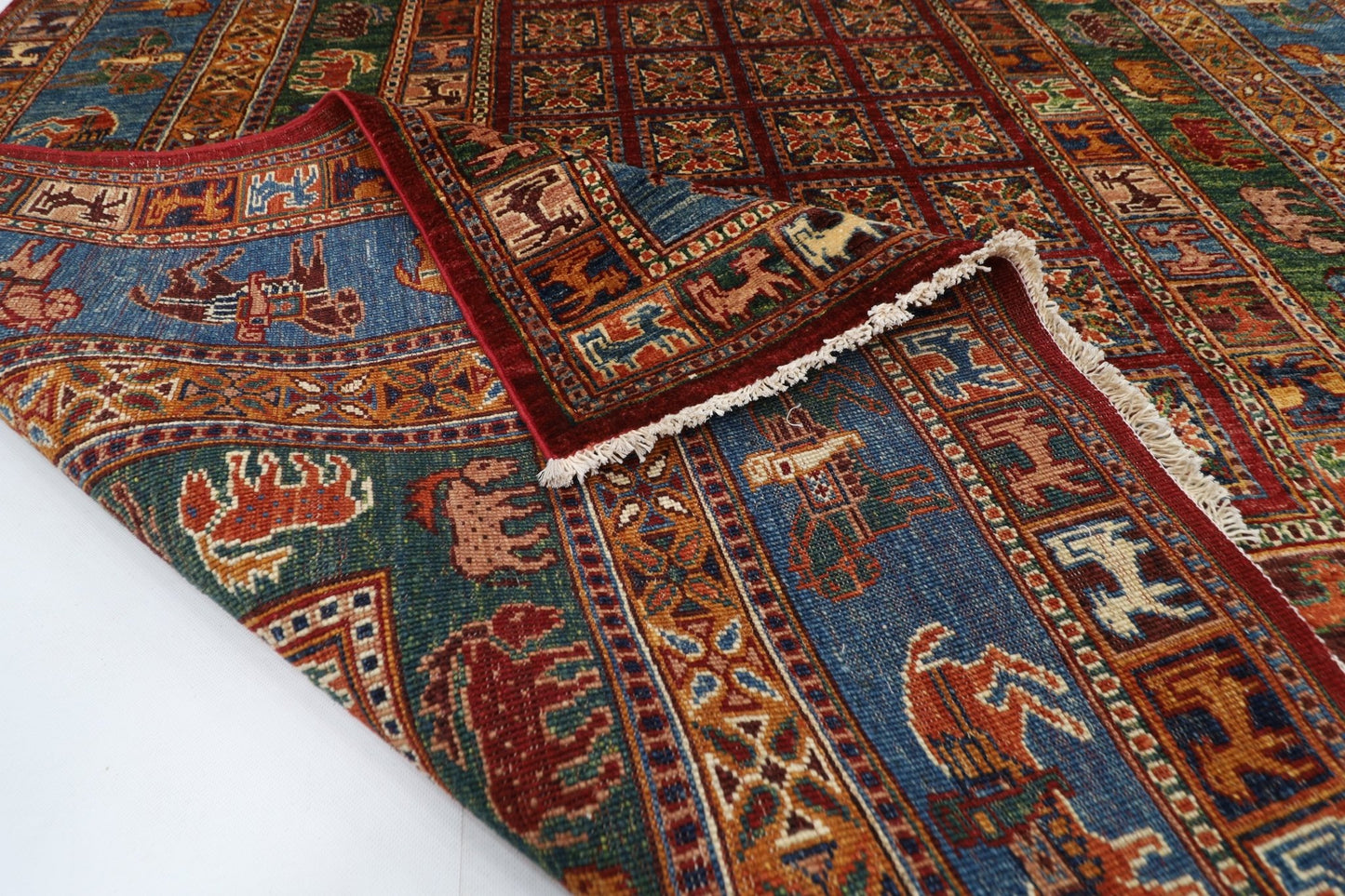177 x 248 cm | Tribal Area Rug Afghan Hand Knotted veg Dye Wool carpet - ART WOOL CARPET