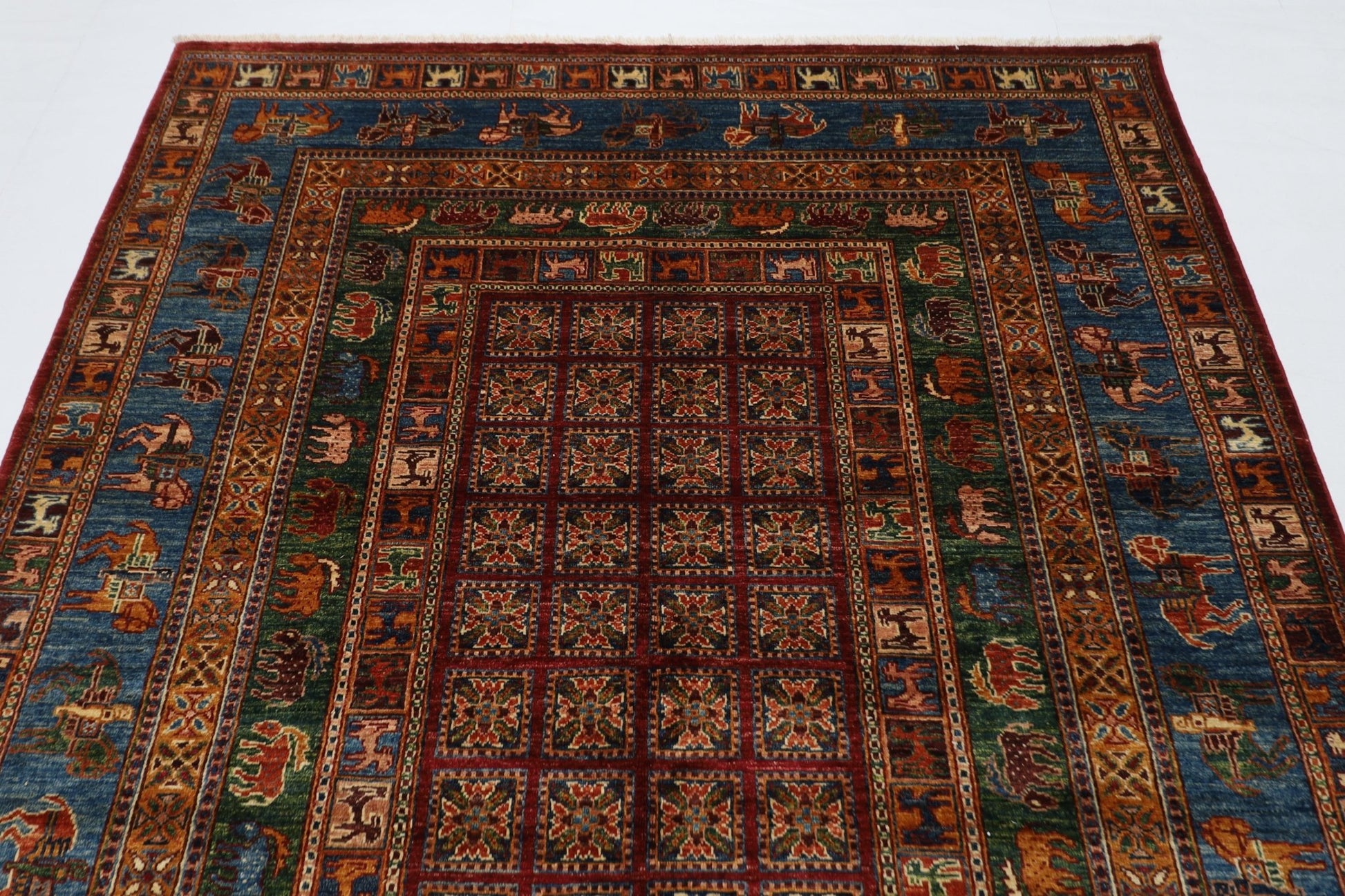 177 x 248 cm | Tribal Area Rug Afghan Hand Knotted veg Dye Wool carpet - ART WOOL CARPET