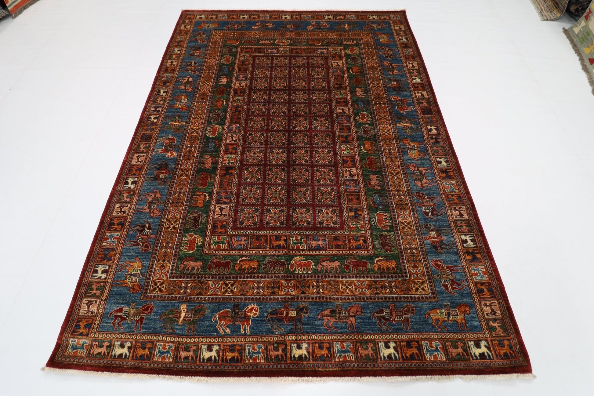 177 x 248 cm | Tribal Area Rug Afghan Hand Knotted veg Dye Wool carpet - ART WOOL CARPET