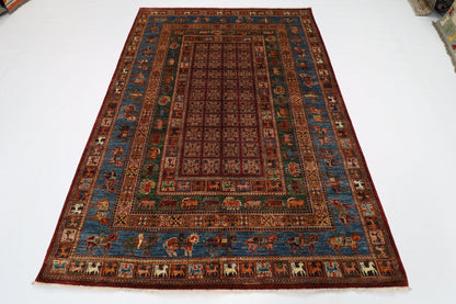 177 x 248 cm | Tribal Area Rug Afghan Hand Knotted veg Dye Wool carpet - ART WOOL CARPET