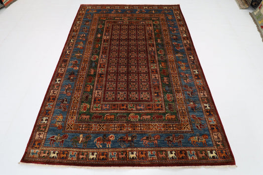 177 x 248 cm | Tribal Area Rug Afghan Hand Knotted veg Dye Wool carpet - ART WOOL CARPET