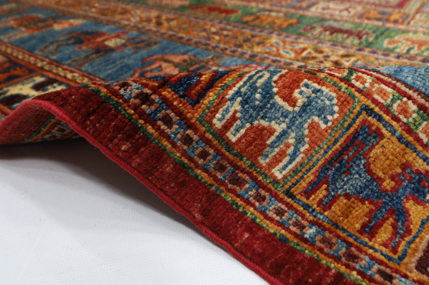 177 x 248 cm | Tribal Area Rug Afghan Hand Knotted veg Dye Wool carpet - ART WOOL CARPET