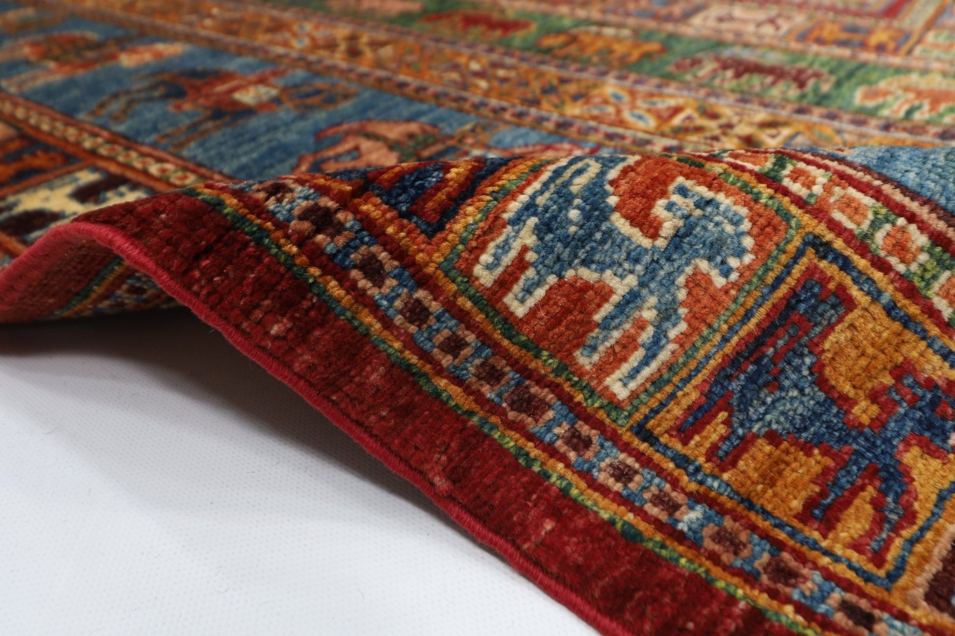 177 x 248 cm | Tribal Area Rug Afghan Hand Knotted veg Dye Wool carpet - ART WOOL CARPET