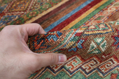 180 x 244 cm | Tribal Red Area Rug Afghan Hand Knotted veg Dye Wool carpet - ART WOOL CARPET