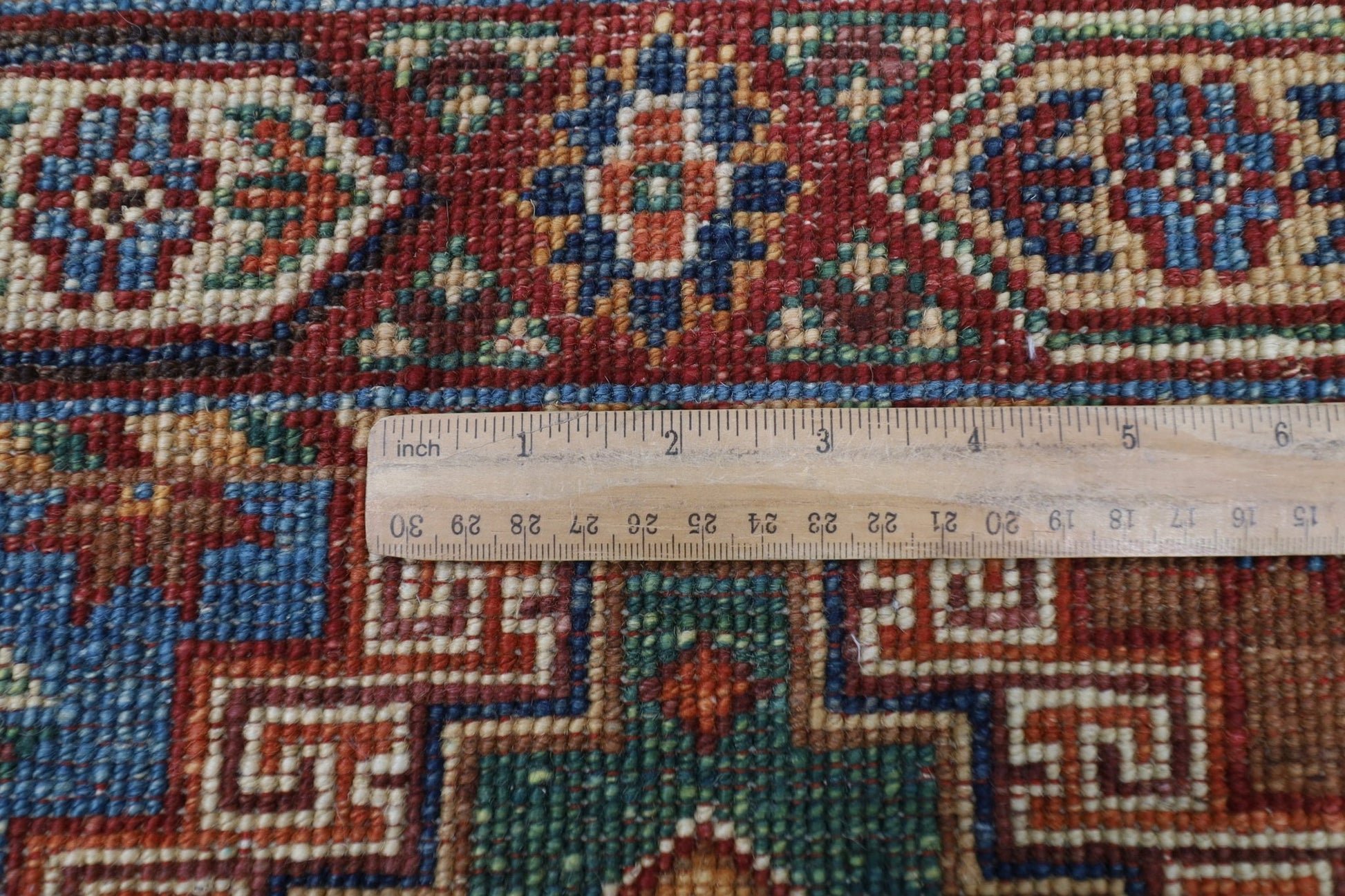 180 x 244 cm | Tribal Red Area Rug Afghan Hand Knotted veg Dye Wool carpet - ART WOOL CARPET