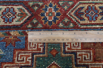 180 x 244 cm | Tribal Red Area Rug Afghan Hand Knotted veg Dye Wool carpet - ART WOOL CARPET