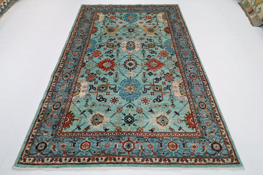 182 x 266 cm | Beige Area Rug Afghan Hand Knotted veg Dye Wool carpet - ART WOOL CARPET