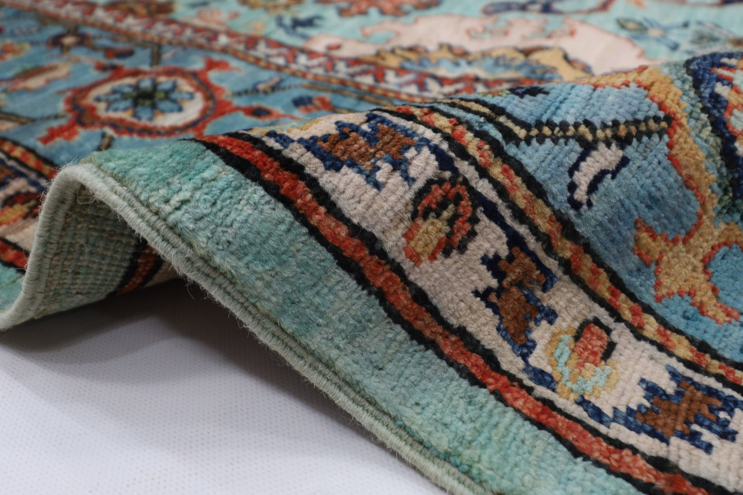 182 x 266 cm | Beige Area Rug Afghan Hand Knotted veg Dye Wool carpet - ART WOOL CARPET