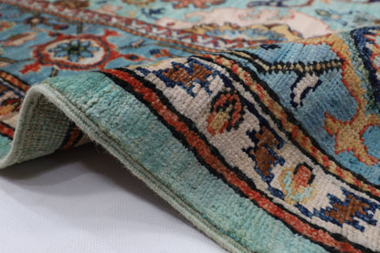 182 x 266 cm | Beige Area Rug Afghan Hand Knotted veg Dye Wool carpet - ART WOOL CARPET