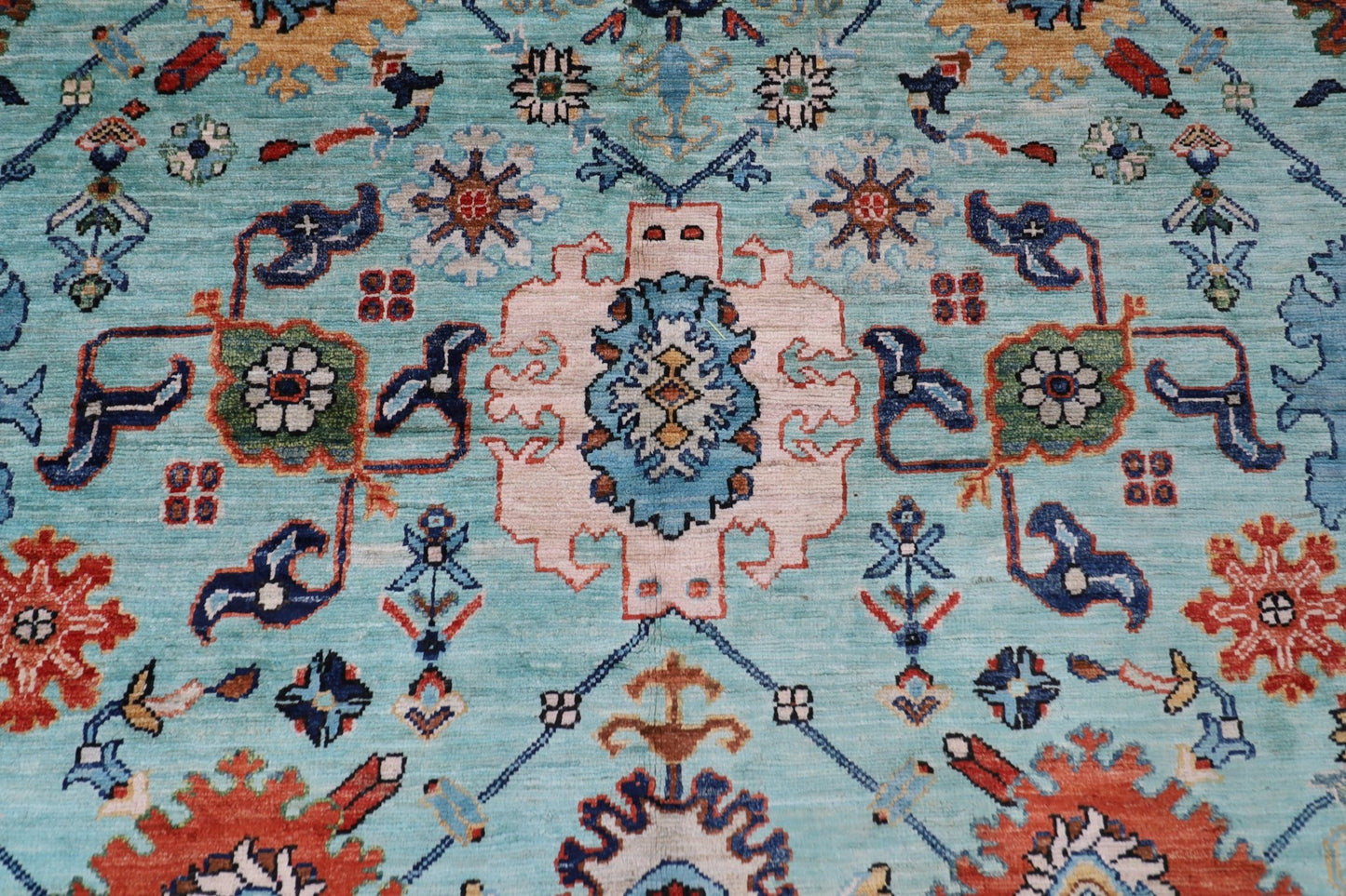 182 x 266 cm | Beige Area Rug Afghan Hand Knotted veg Dye Wool carpet - ART WOOL CARPET