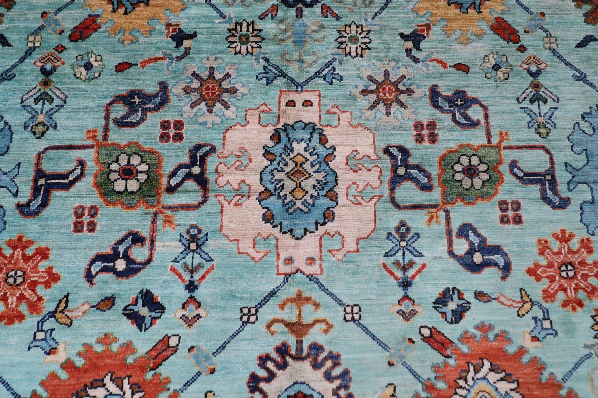 182 x 266 cm | Beige Area Rug Afghan Hand Knotted veg Dye Wool carpet - ART WOOL CARPET