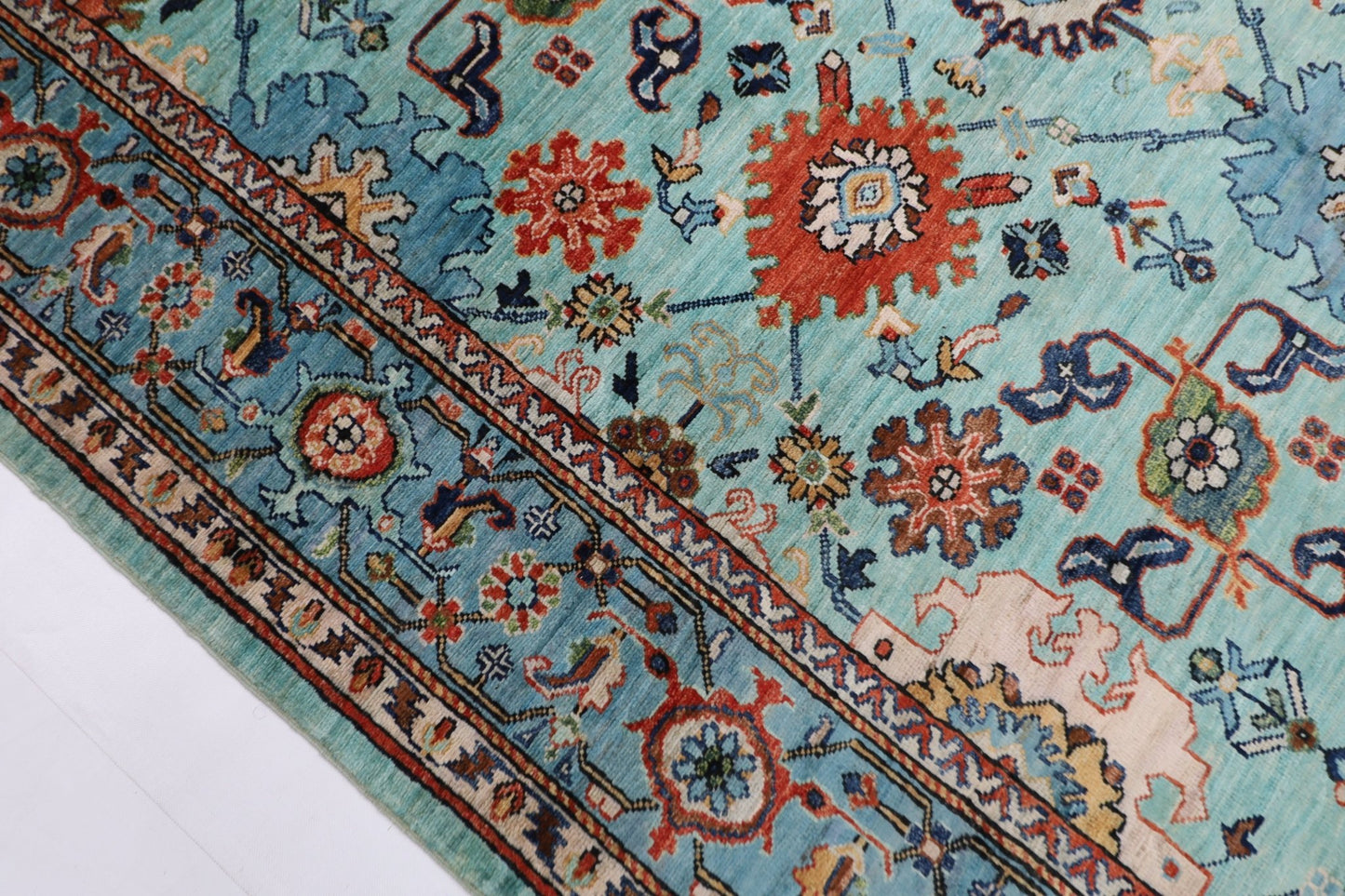 182 x 266 cm | Beige Area Rug Afghan Hand Knotted veg Dye Wool carpet - ART WOOL CARPET