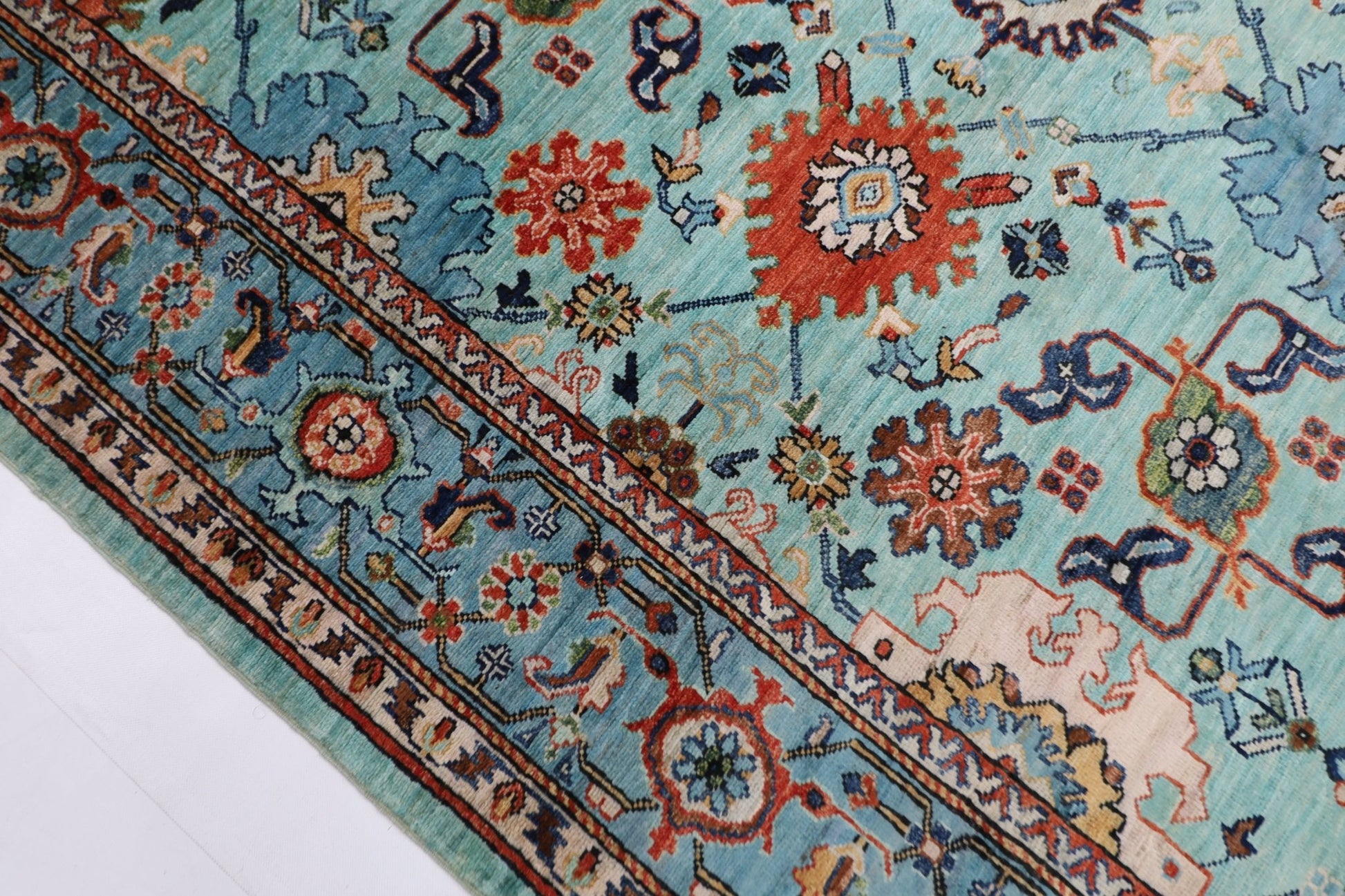 182 x 266 cm | Beige Area Rug Afghan Hand Knotted veg Dye Wool carpet - ART WOOL CARPET