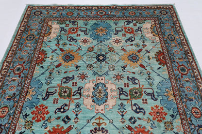 182 x 266 cm | Beige Area Rug Afghan Hand Knotted veg Dye Wool carpet - ART WOOL CARPET