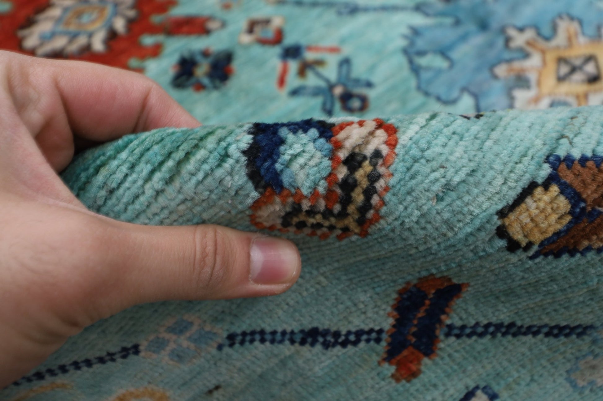 182 x 266 cm | Beige Area Rug Afghan Hand Knotted veg Dye Wool carpet - ART WOOL CARPET