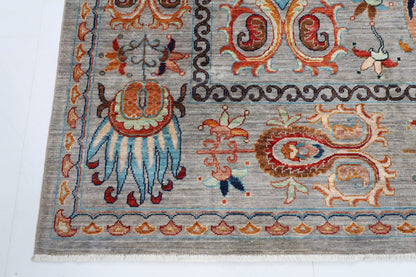 187 x 290 cm | Traditional Floral Area Rug Afghan Hand Knotted veg Dye Wool carpet - ART WOOL CARPET