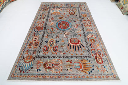 187 x 290 cm | Traditional Floral Area Rug Afghan Hand Knotted veg Dye Wool carpet - ART WOOL CARPET