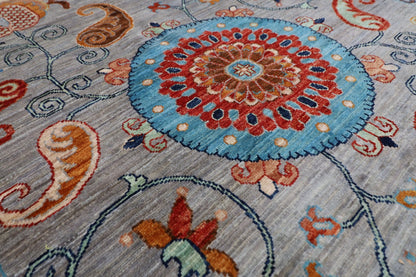 187 x 290 cm | Traditional Floral Area Rug Afghan Hand Knotted veg Dye Wool carpet - ART WOOL CARPET