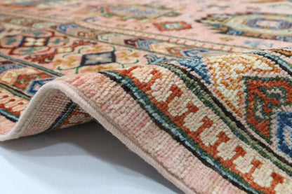 199 x 295 cm | Oriental Waziri Pink Area Rug Afghan Hand Knotted Veg Dye Wool carpet - ART WOOL CARPET