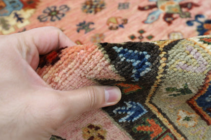 199 x 295 cm | Oriental Waziri Pink Area Rug Afghan Hand Knotted Veg Dye Wool carpet - ART WOOL CARPET