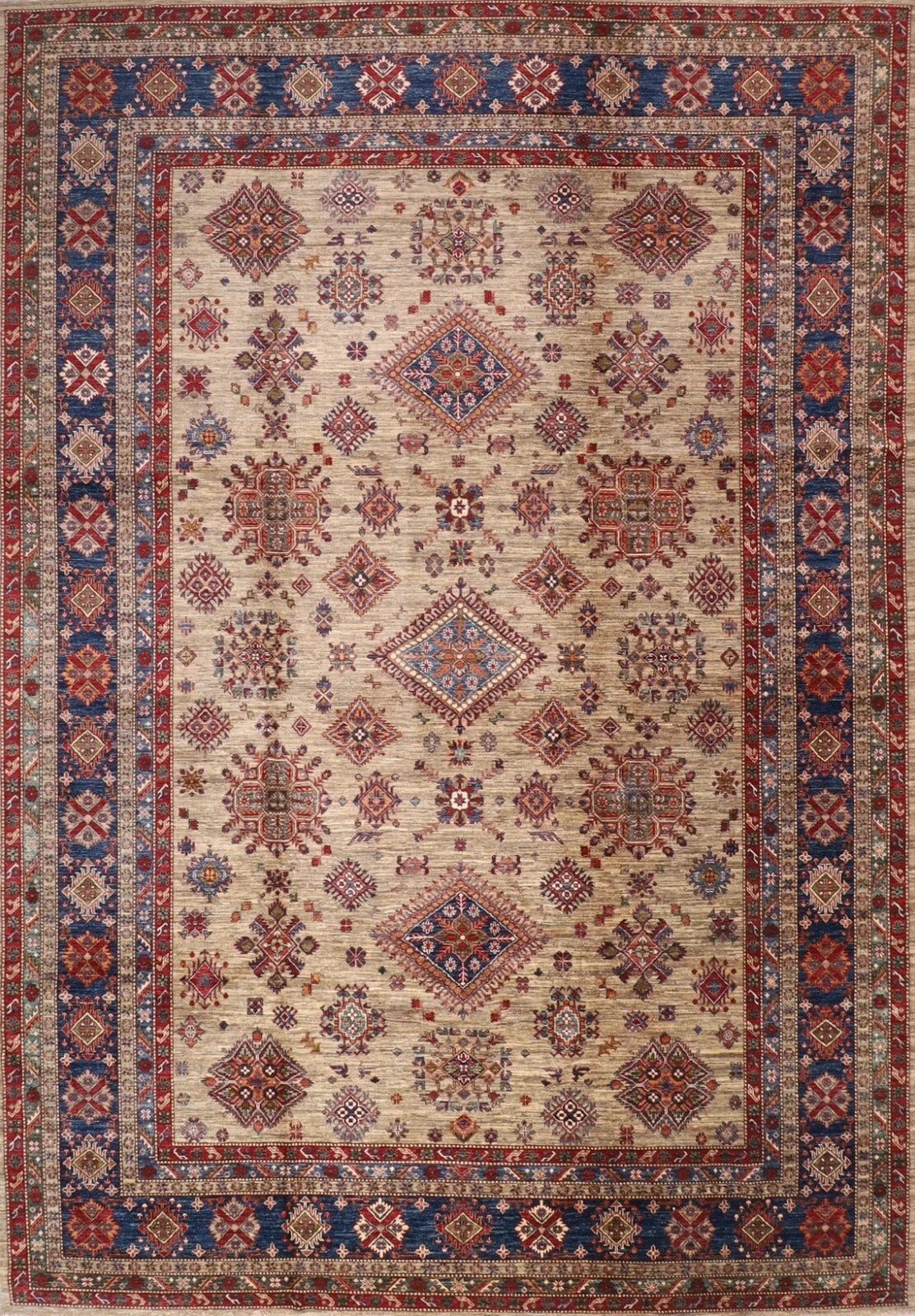 317 x 435 cm | Kazak Afghan Tribal Hand Knotted Carpet