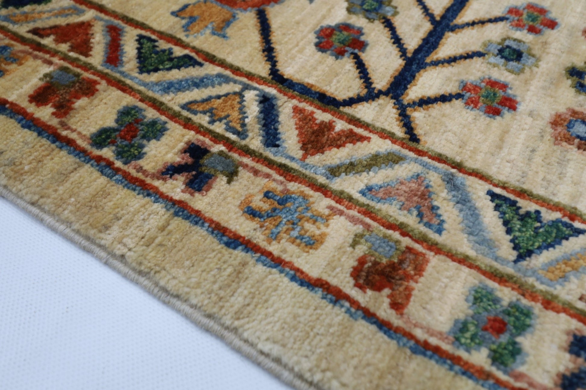 200 x 289 cm | Tribal Beige Area Rug Afghan Hand Knotted veg Dye Wool carpet - ART WOOL CARPET