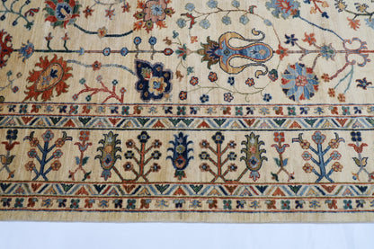 200 x 289 cm | Tribal Beige Area Rug Afghan Hand Knotted veg Dye Wool carpet - ART WOOL CARPET
