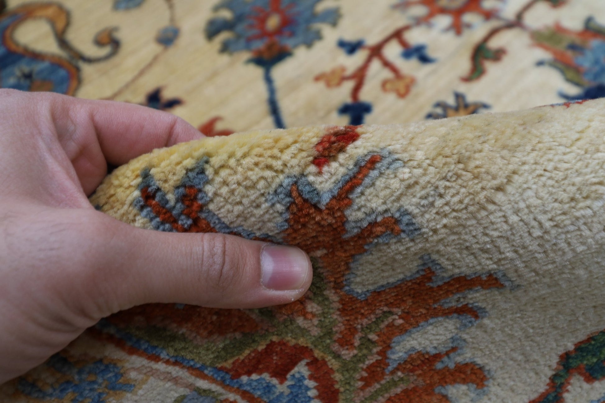 200 x 289 cm | Tribal Beige Area Rug Afghan Hand Knotted veg Dye Wool carpet - ART WOOL CARPET