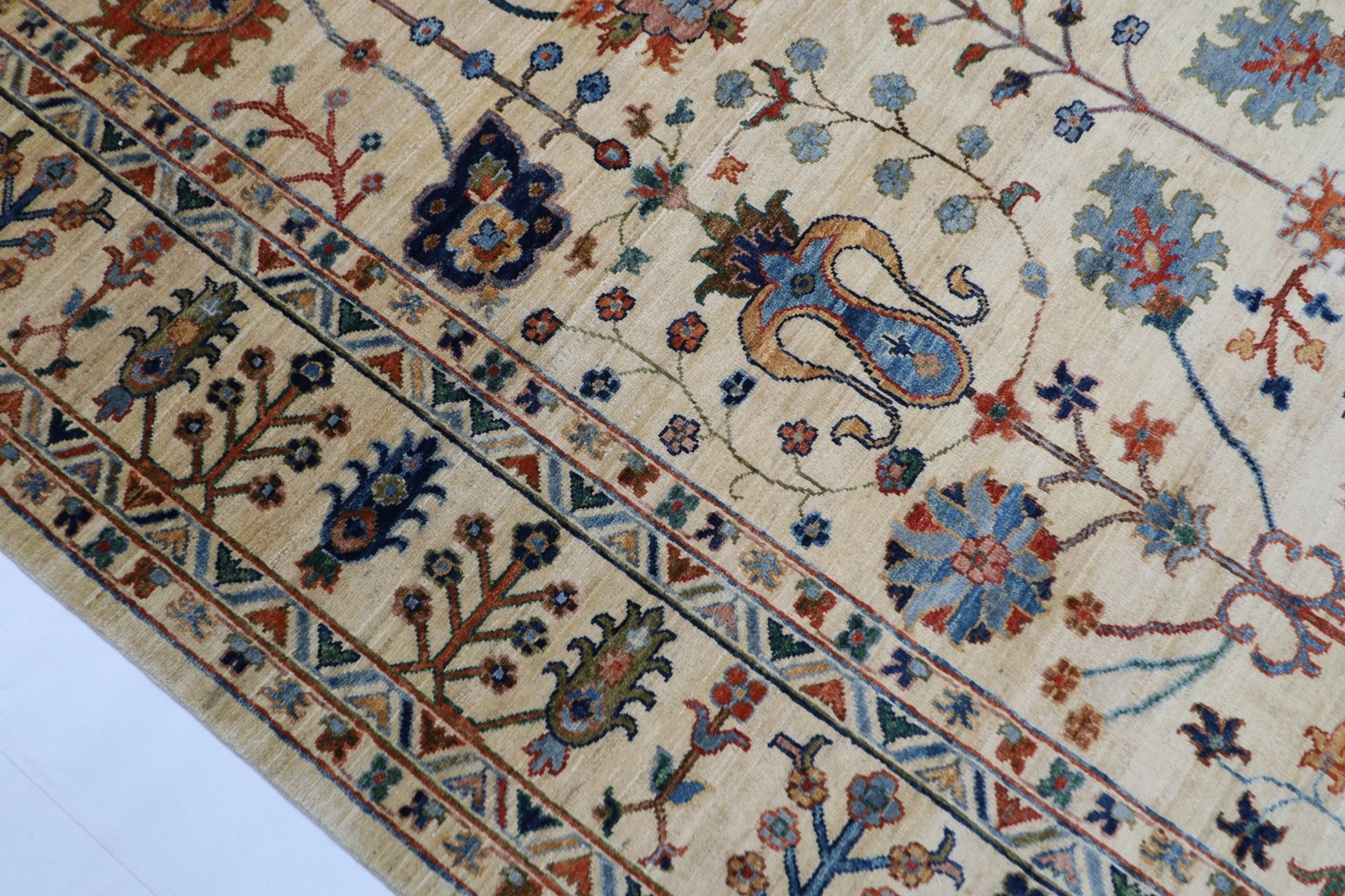 200 x 289 cm | Tribal Beige Area Rug Afghan Hand Knotted veg Dye Wool carpet - ART WOOL CARPET
