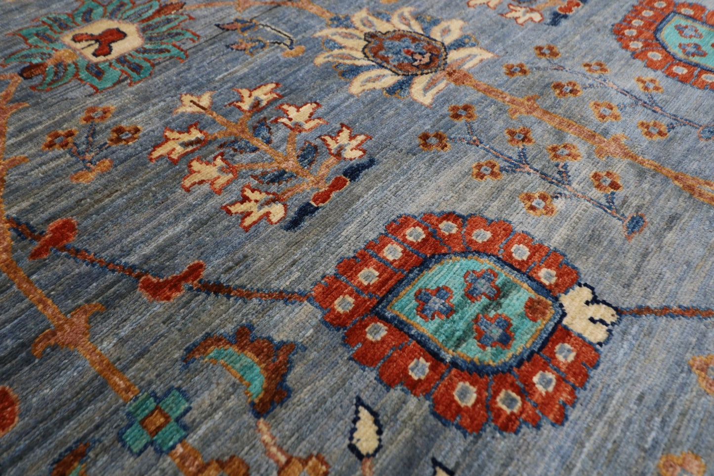 200 x 296 cm | Tribal Gray Area Rug Afghan Hand Knotted veg Dye Wool carpet - ART WOOL CARPET