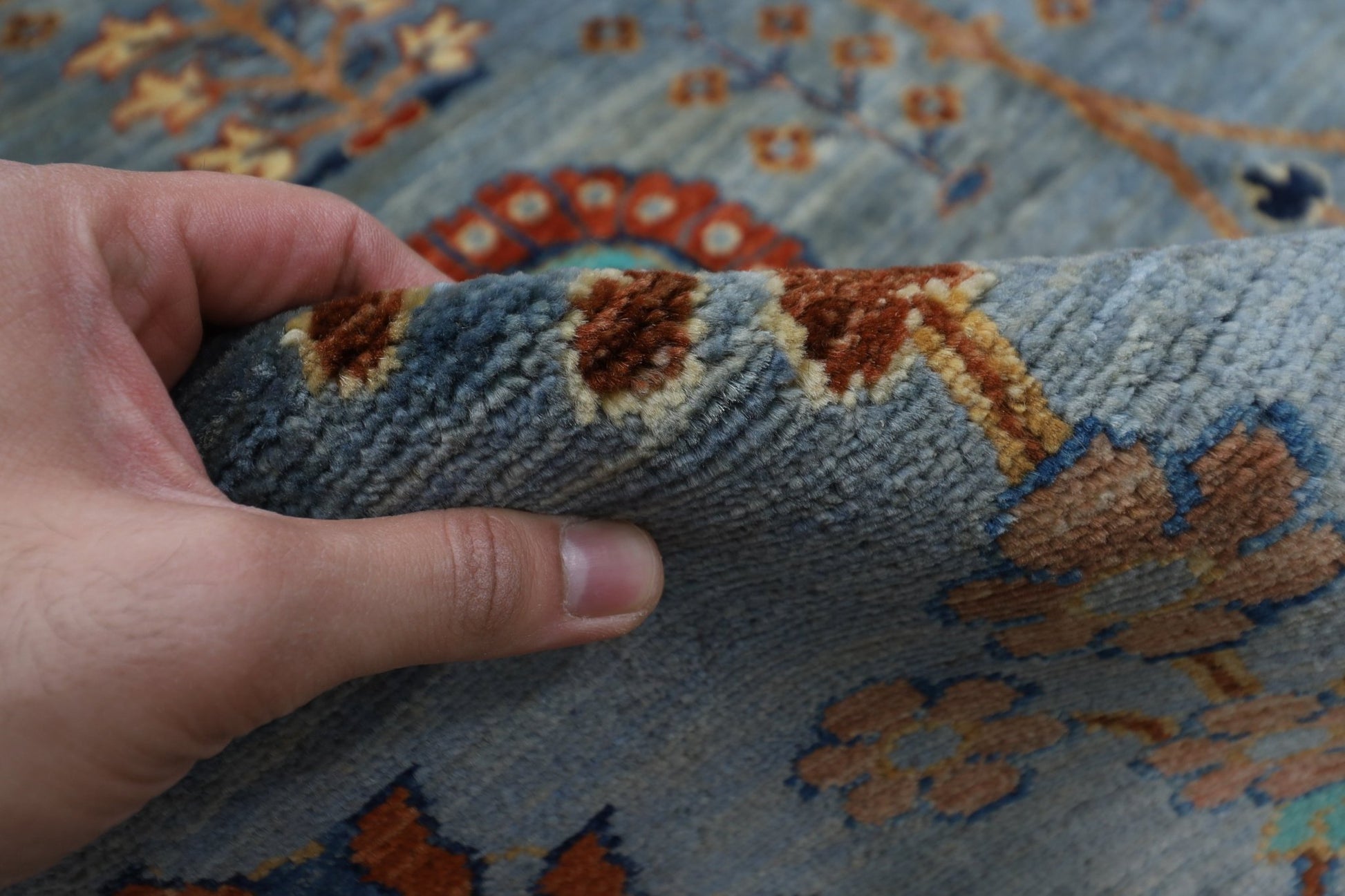 200 x 296 cm | Tribal Gray Area Rug Afghan Hand Knotted veg Dye Wool carpet - ART WOOL CARPET