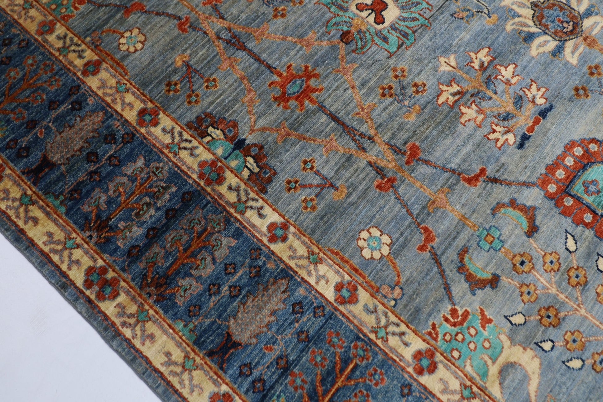 200 x 296 cm | Tribal Gray Area Rug Afghan Hand Knotted veg Dye Wool carpet - ART WOOL CARPET