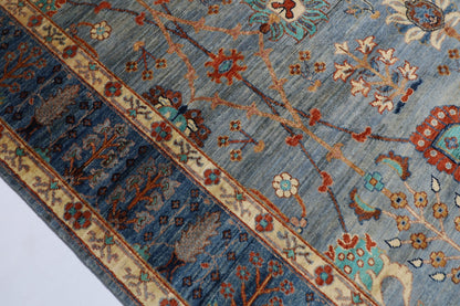 200 x 296 cm | Tribal Gray Area Rug Afghan Hand Knotted veg Dye Wool carpet - ART WOOL CARPET