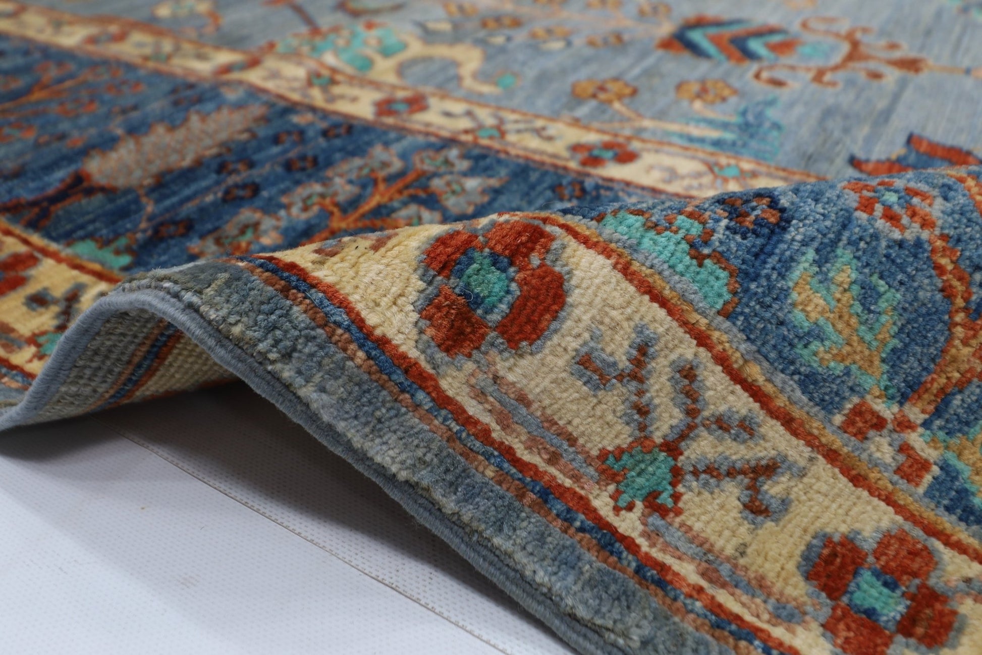200 x 296 cm | Tribal Gray Area Rug Afghan Hand Knotted veg Dye Wool carpet - ART WOOL CARPET