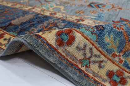 200 x 296 cm | Tribal Gray Area Rug Afghan Hand Knotted veg Dye Wool carpet - ART WOOL CARPET