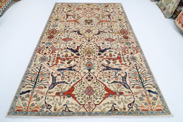 201 x 298 cm | Bidjar Beige Area Rug Afghan Hand Knotted veg Dye Wool carpet